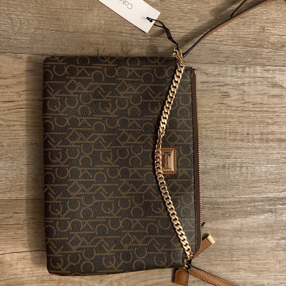 Calvin Klein Monogrammed Crossbody Chain Bag